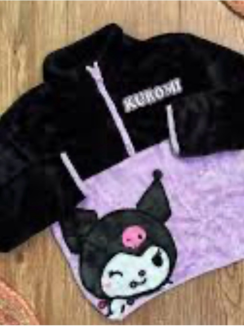 Black & Lilac Kids Hoodie Top